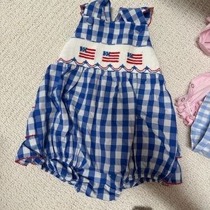 Smocked patriotic bubble with ruffle back size 12 MONTH